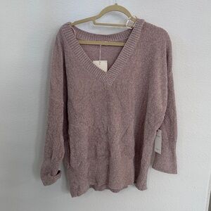 Cozy V-Neck Sweater in taupe